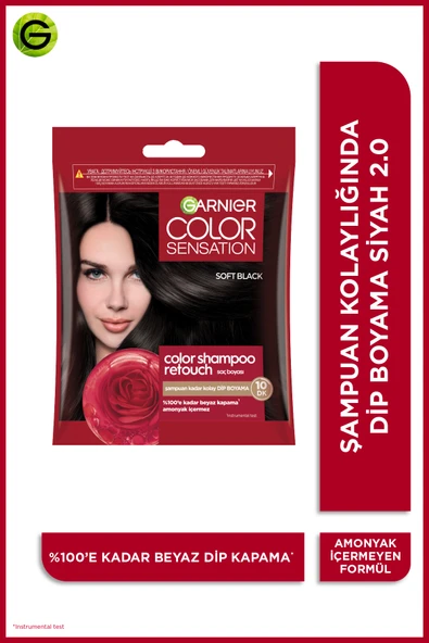 GARNİER Color Shampoo Retouch Şampuan Kolaylığında Dip Boyası, Siyah 2.0, Vegan&Cruelty Free, Amonyaksız ürün görseli 1