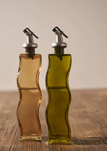 Bella Maison Wavy 2'li Yağlık Sirkelik Seti Amber-Yeşil (250 cc) ürün görseli 1