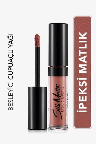 FLORMAR Kadife Dokulu Likit Mat Ruj - Silk Matte Liquid Lipstick - 002 FALL ROSE - 8690604397280 ürün görseli 1