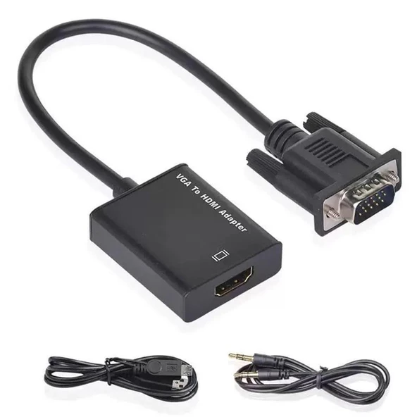 Vcom Cg597 Vga Erkek To Hdmi Dişi+Aux Siyah Dönüştürücü ürün görseli 1