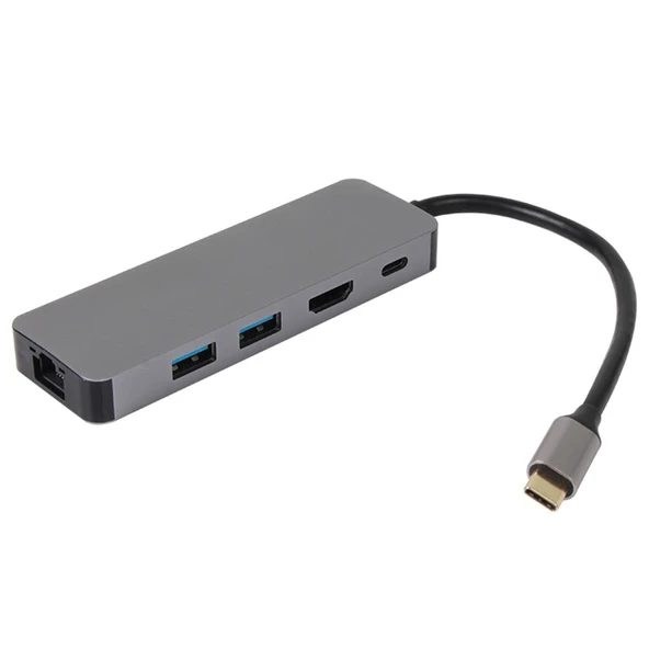 Vcom Cu4592 Type-C To Hdmi (4K@30Hz)+2-Usb A 3.0 (5Gb)+Gigabit Lan+Pd 3.0 100W Çoklayıcı ürün görseli 1