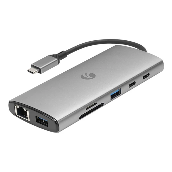 Vcom Cue68 Type-C To 2- Hdmi (4K@60Hz)+G Lan+2-Usb 3.0+2-Type-C(10Gb)+Sd Tf+Pd3.0 100W Çoklayıcı ürün görseli 1