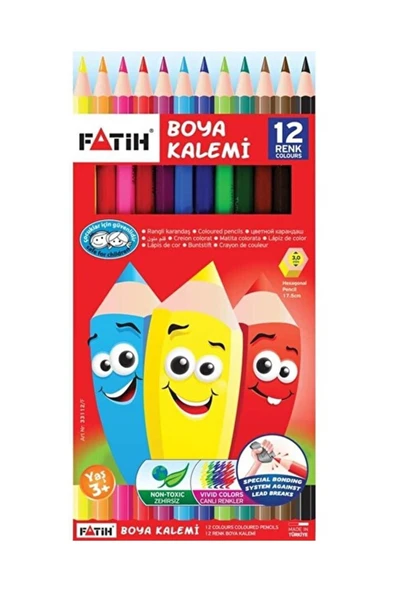 Marka: Fatıh Kuru Boya 12 Renk Tam Boy Kategori: Kuru Boya Kalemi ürün görseli 1