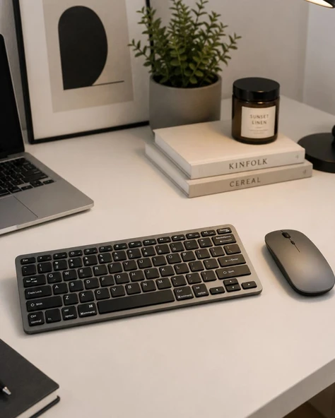 Sessiz Kullanım Sunan Bluetooth Klavye Mouse Seti Çoklu Cihaz Uyumlu ürün görseli 1