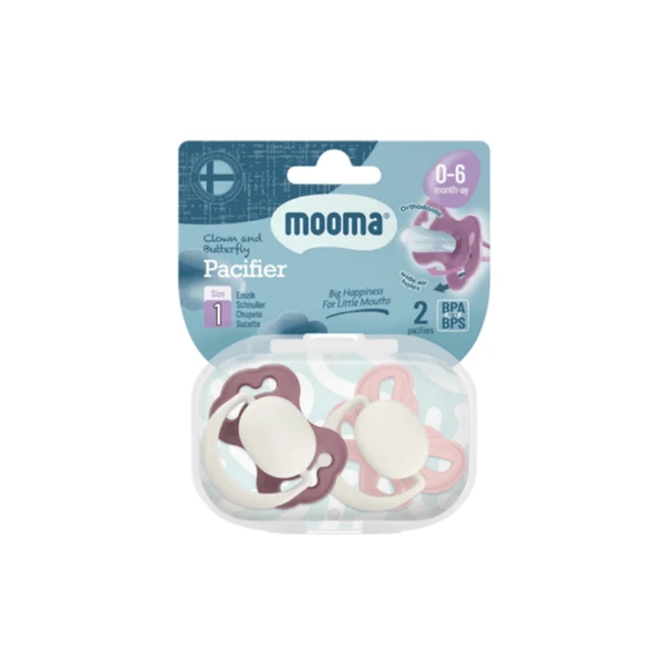 Mooma Palyaço ve Kelebek Emzik Pembe Mor 0-6 ay 2'li ürün görseli 1