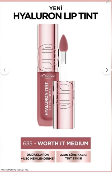 L'Oreal Paris Hyaluron Lip Tint Dudak Parlatıcı - 635 Worth It Medium ürün görseli 1