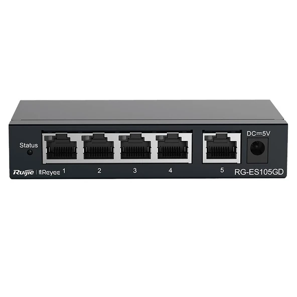 RUIJIE 5port REYEE RG-ES105GD GIGABIT Yönetilebilir Switch Masaüstü Çelik Kasa ürün görseli 1