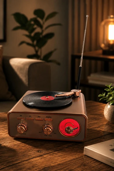 Meier MD-1217BT Kahverengi Nostaljik Görünümlü Bluetooth Hoparlör ve 3 Bantlı Şarjlı Radyo ürün görseli 1