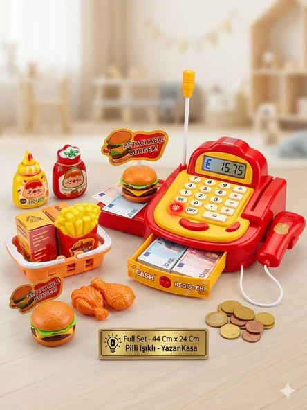 Pilli Işıklı Yazar Kasa Full Set 44 Cm x 24 Cm ürün görseli 1