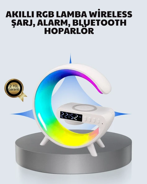 Başucu İçin Tasarlanmış Kablosuz Şarjlı Gece Lambası Ve Bluetooth Ses Sistemi ürün görseli 1