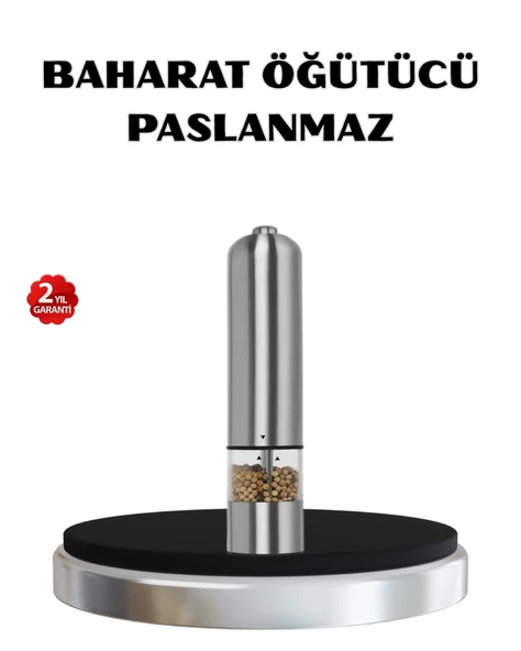 Modern Otomatik Baharat Öğütücü Seti – Pilli, Paslanmaz Çelik, Led Aydınlatmalı ürün görseli 1