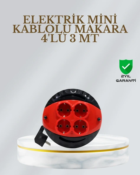 Ce Belgeli 3 Metre 4’lü Kablolu Priz Makara ürün görseli 1