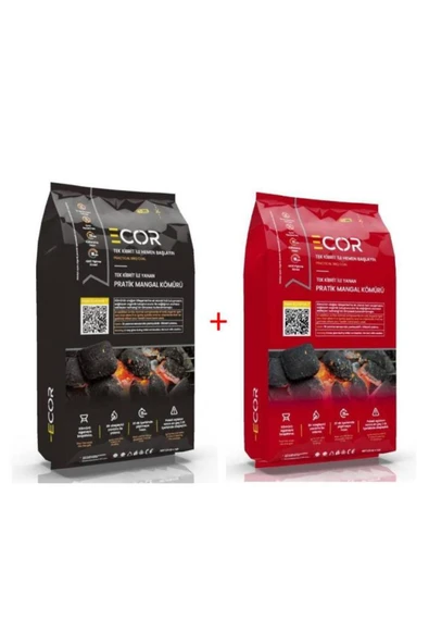 Ecor Tek Kibrit ile Yanan Pratik Mangal Kömürü 1,5 kg x 2 Adet ürün görseli 1