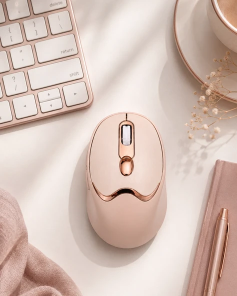 Bluetooth Ve 2.4g Destekli Sessiz Kablosuz Mouse Şarjlı Tasarım ürün görseli 1