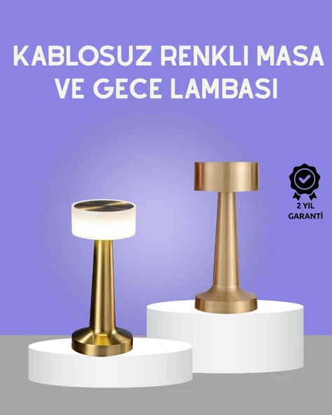 Touch Gece Lambası – Dokunmatik Kontrol, Kablosuz Kullanım, Metal Gövde ürün görseli 1