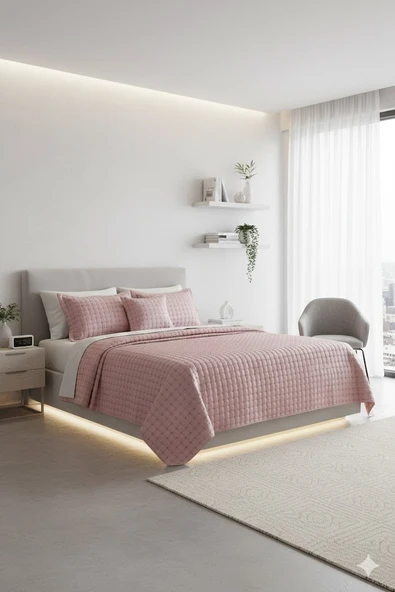 WALLS YATAK ÖRTÜSÜ NAKIŞLI ÇİFT KİŞİLİK TOLEDO PEMBE ürün görseli 1