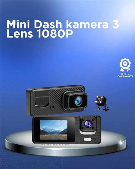 1080p 3 Kameralı Araç Dvr – Döngü Kayıt Ve Geri Görüş Özellikli ürün görseli 1