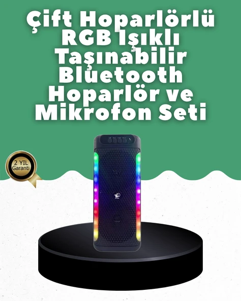 Yüksek Ses Güçlü Kablosuz Hoparlör  Karaoke Mikrofonlu ürün görseli 1