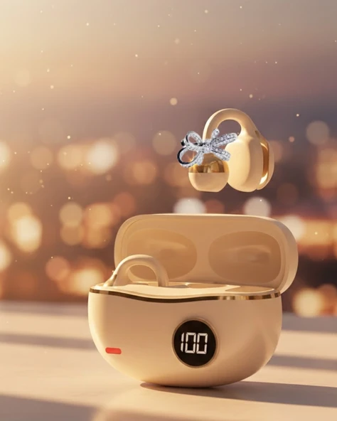 Şık Ve Taşınabilir Bluetooth Kulaklık Gün Boyu Kullanım 2 Kurdele Küpe Hediyeli ürün görseli 1
