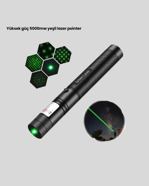 5000mw Yeşil Lazer Pointer Profesyonel Uzun Menzilli - Resim 2