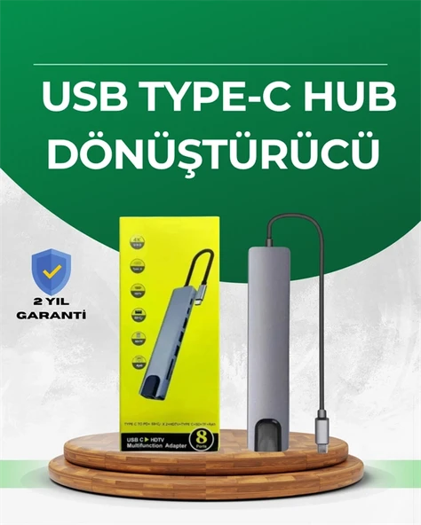 Type‑c Dönüştürücü – 2×usb3.0, Sd/ms, 4k Hdmı & Rj45 İle Profesyonel Kullanım ürün görseli 1