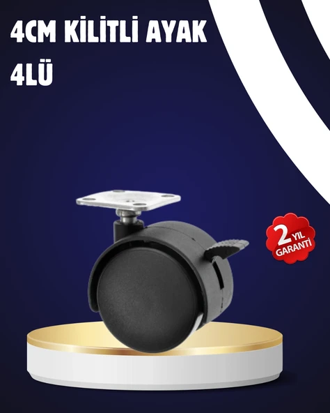 4’lü Kilitli Tekerlek Ayak 4 Cm Sessiz Ve Dayanıklı ürün görseli 1