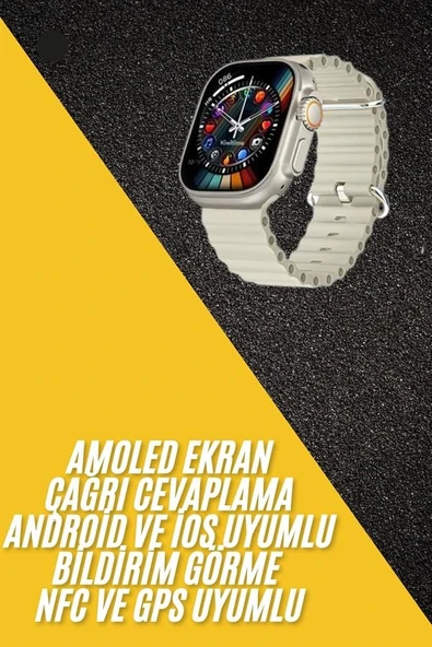 Akıllı Saat Kol Saati Android Ve İos Uyumlu Nabız Ölçer Sesli Asistan ürün görseli 1