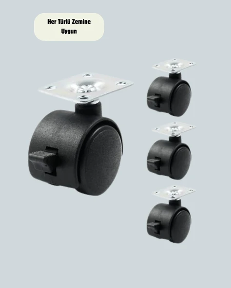 Kilitli Mini Tekerlek Ayak 4 Cm 4’lü Set - Resim 4