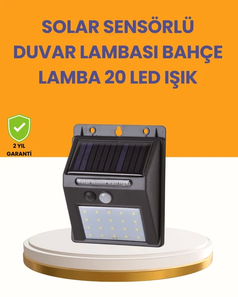 20 Led Güneş Enerjili Hareket Sensörlü Dış Mekan Duvar Lambası ürün görseli 1