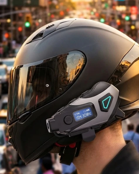 Kask İçi Kablosuz Kulaklık Kamera Fonksiyonlu IPX8 Su Geçirmez ve LED Ekranlı ürün görseli 1