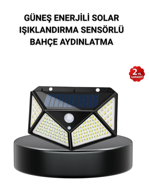Solar Bahçe Lambası 100 Led Hareket Sensörlü Güneş Enerjili Aydınlatma ürün görseli 1