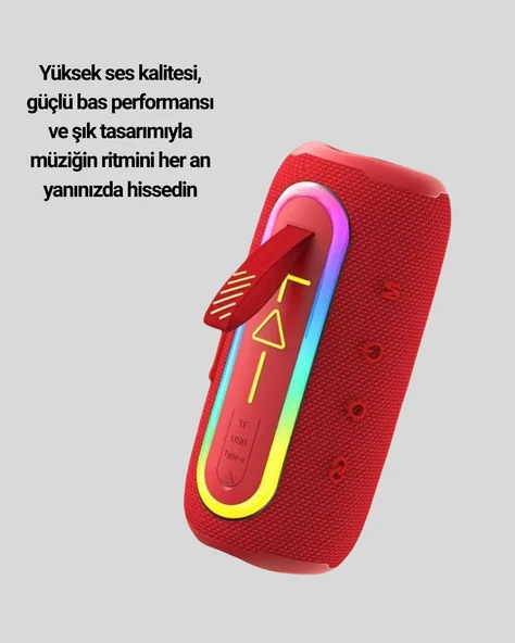 Taşınabilir Şarjlı Bluetooth Hoparlör Güçlü Bas - Resim 2