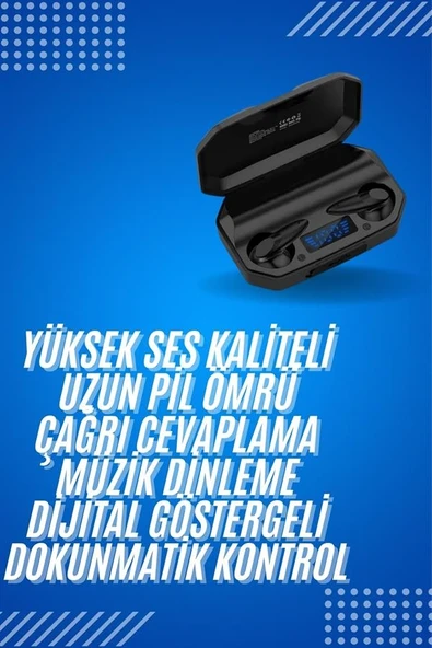 Rgb Işıklı Çift Mikrofonlu Siyah Profesyonel  Kulaklığı Kablosuz Kulakiçi ürün görseli 1
