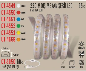 CT-4552 220 V DIŞ MEKAN ŞERİT LED YEŞİL 5 METRE FİŞLİ ürün görseli 1