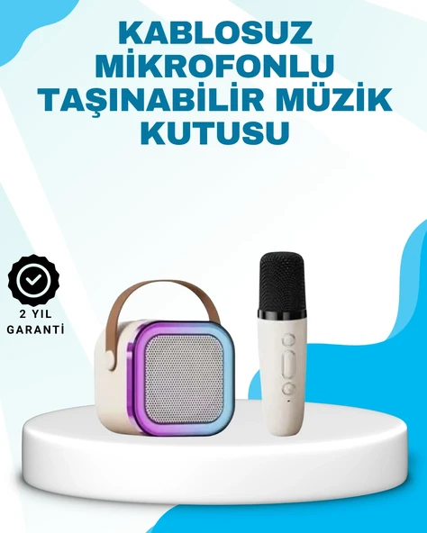Karaoke Mikrofon Hoparlör Seti Bluetooth Kablosuz Taşınabilir ürün görseli 1