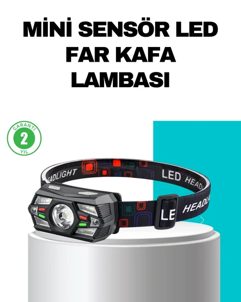 Hareket Sensörlü Şarjlı Led Far Suya Dayanıklı Çok Modlu ürün görseli 1