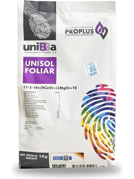 UNISOL FOLIAR 11-5-19+9CaO+2 Mgo 1 KG ürün görseli 1