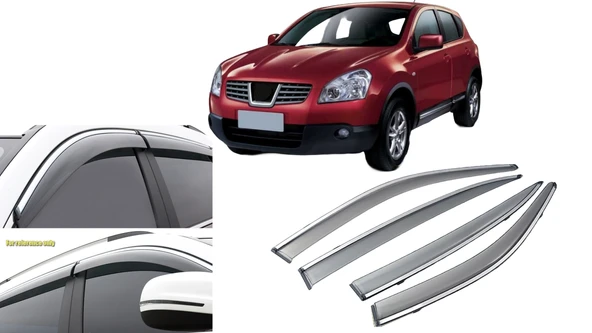 Nissan Qashqai Uyumlu 2006 2009 Kromlu Cam Rüzgarlığı İthal ürün görseli 1