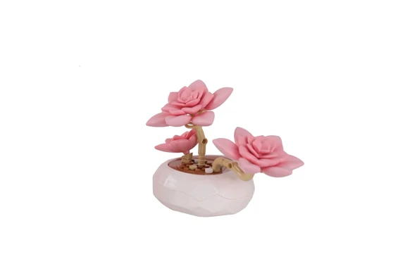 P655064 PANLOS PEMBE NİLÜFER SUKULENT MODEL 82 PARÇA BLOCK OYUNCAK ürün görseli 1