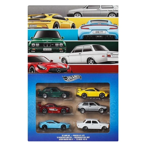 JLB25 Hot Wheels Euro Style 6lı Araç Paketi 1:64 ürün görseli 1