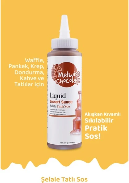 Melwiss Chocolate Fondü Şelale Tatlı Sos 330 G - Waffle & Krep & Pankek & San Sebastian Sosu ürün görseli 1