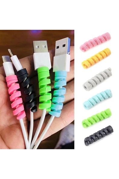 Spiral Kablo Koruyucu 4'lü Silikon Set Şarj Ve Kulaklık Kablosu Koruyucu Şarz Aksesuarı ürün görseli 1