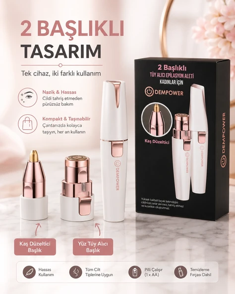 Şarjlı Kadın Tüy Alma Cihazı Kaş Düzeltici Başlıklı Hassas Epilasyon Makinesi ürün görseli 1