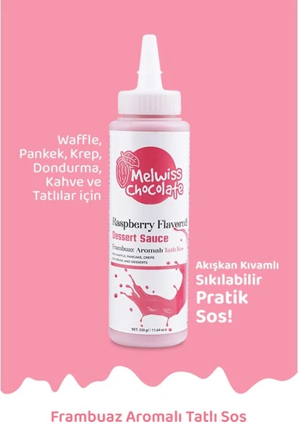 Melwiss Chocolate Frambuaz Aromalı Tatlı Sos 330 g - Waffle & Krep & Pankek Sosu ürün görseli 1