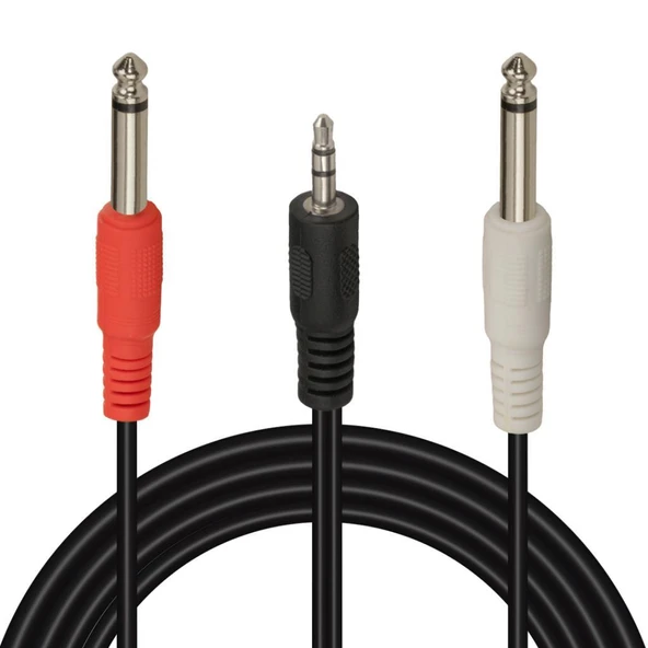 3.5 Mm Stereo Erkek/2x6.3 Mm Mono Erkek 5 Metre SES Kablosu ürün görseli 1