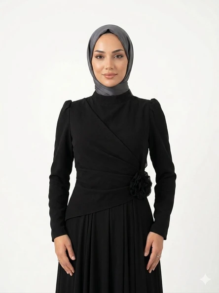 4525 TUAY KREP ELBİSE - Resim 4