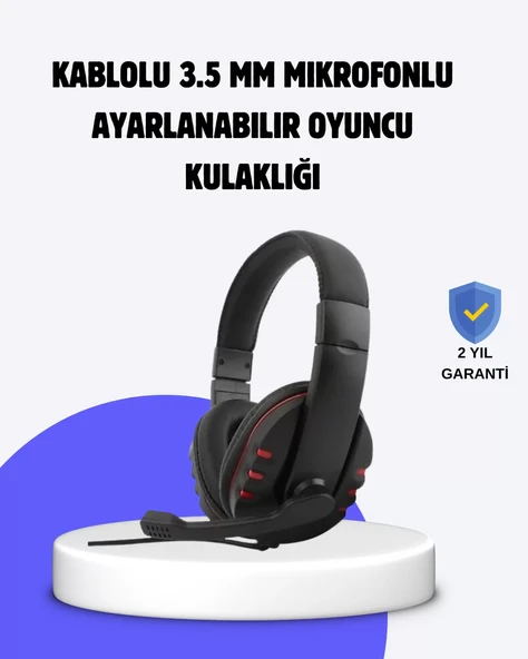 Kırmızı Kulaklık Mikrofonlu Ayarlanabilir Konforlu Tasarımlı ürün görseli 1