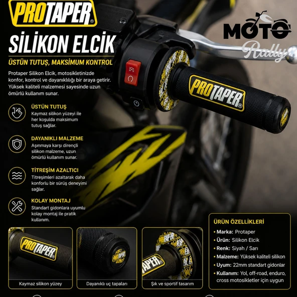 Yamaha MT 07 Protaper Yumuşak Silikon Elcik Sarı Siyah KNTK009 ürün görseli 1
