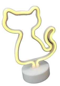 Neon Işıklı Kedi Lamba Pil+usb Pembe Işık Mz-122 ürün görseli 1