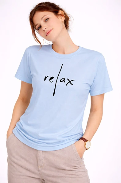 Kadın Tişört Basic Minimal Baskılı Relax Yazılı Günlük Rahat Pamuklu - Resim 11